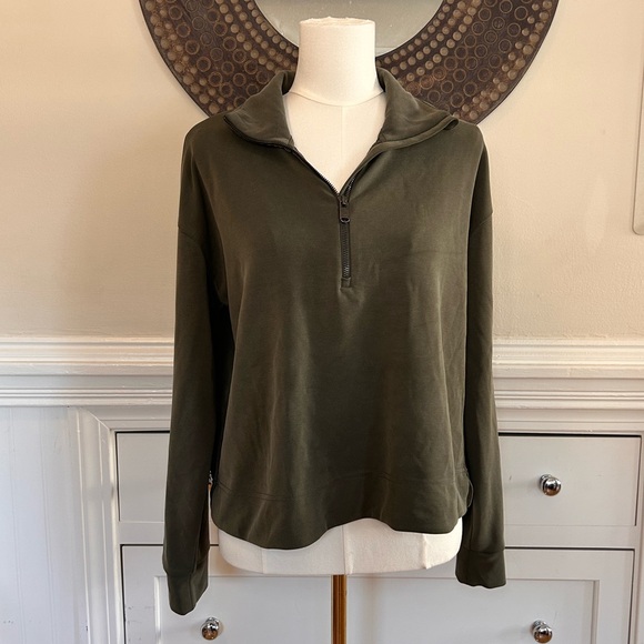 Athleta Seasoft Quarter Zip Top Size M in color Elm | Olive Green - Picture 2 of 7